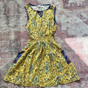 Matilda Jane Girls Yellow Blue Green Paisley Fit & Flare Sleeveless Dress Size 8